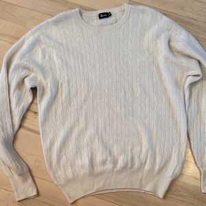 HARRODS 100% Cream Cashmere Cable-Knit Sweater-CXL-Old Money-Classic-Cozy
